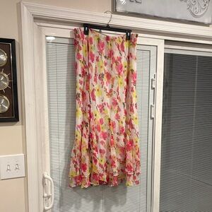 Cato Pink and Yellow Floral A-Line Skirt